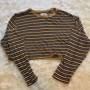 Urban Outfitters Striped Long Sleeve Crop Top